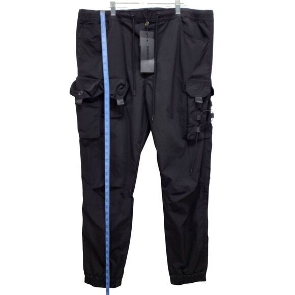 Mens Decibel 2XL Black Cargo Jogger Pants With Elastic Waist & Ankle Cuffs - Picture 4 of 16